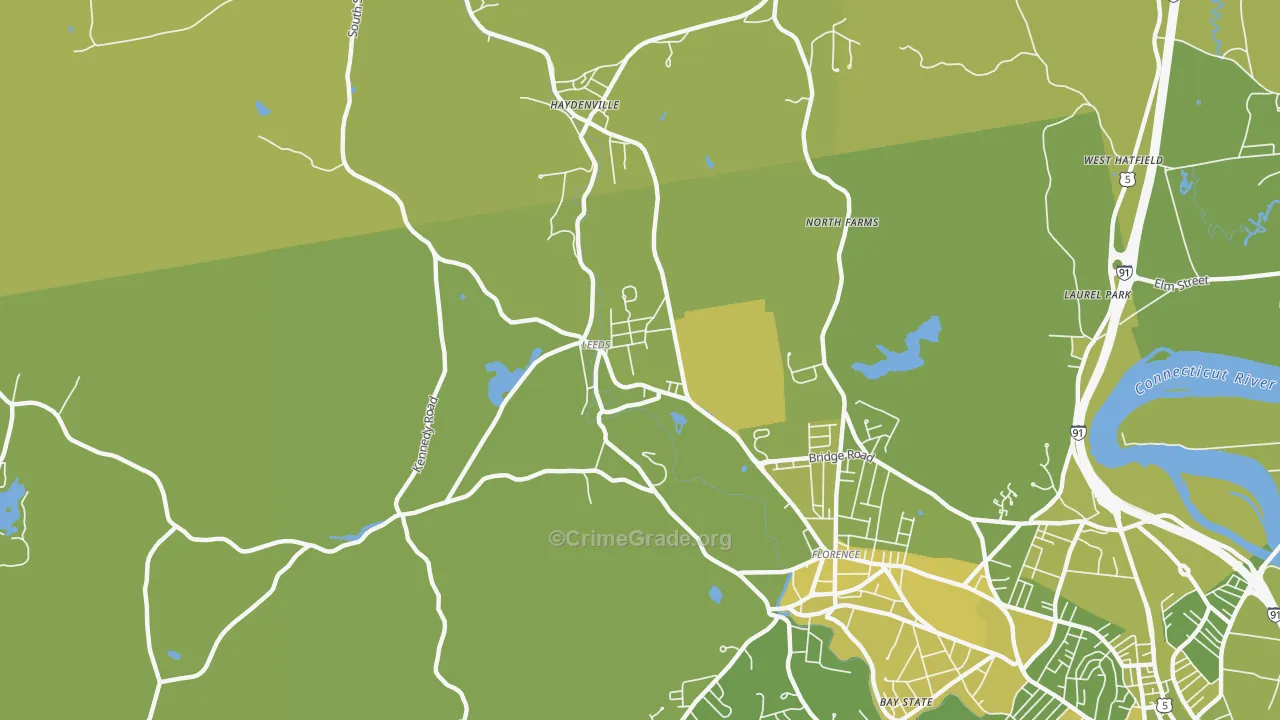 Leeds, MA Map of Vehicle Theft Rates
