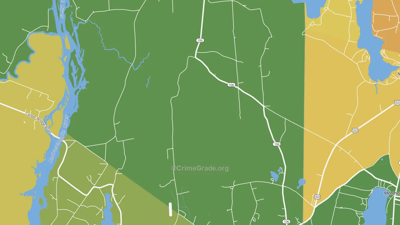 Leeds, ME Map of Vehicle Theft Rates