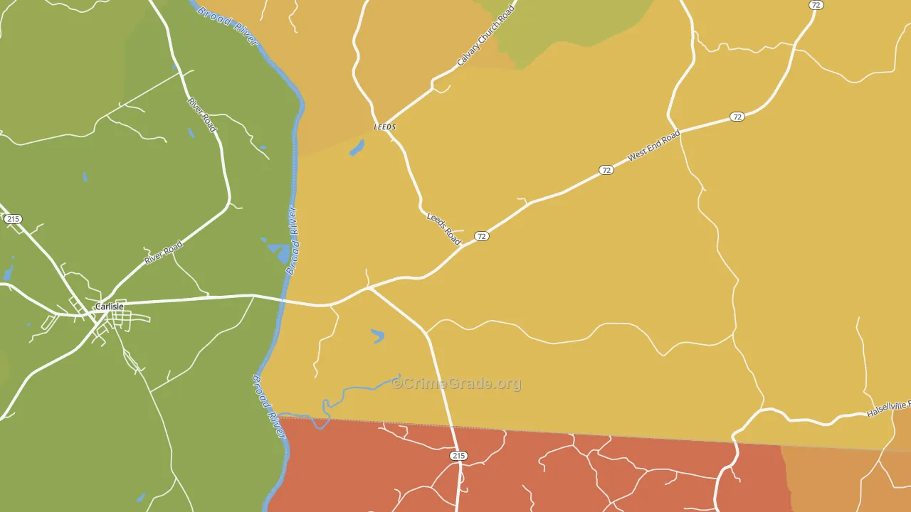 Leeds, SC Map of Vehicle Theft Rates