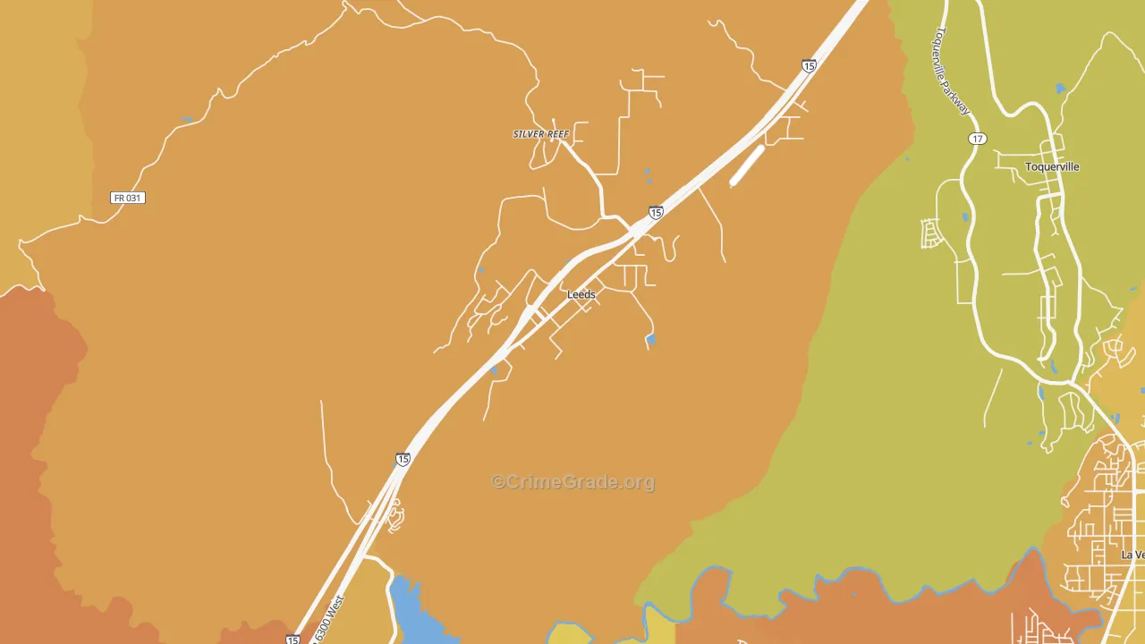 Leeds, UT Map of Vehicle Theft Rates