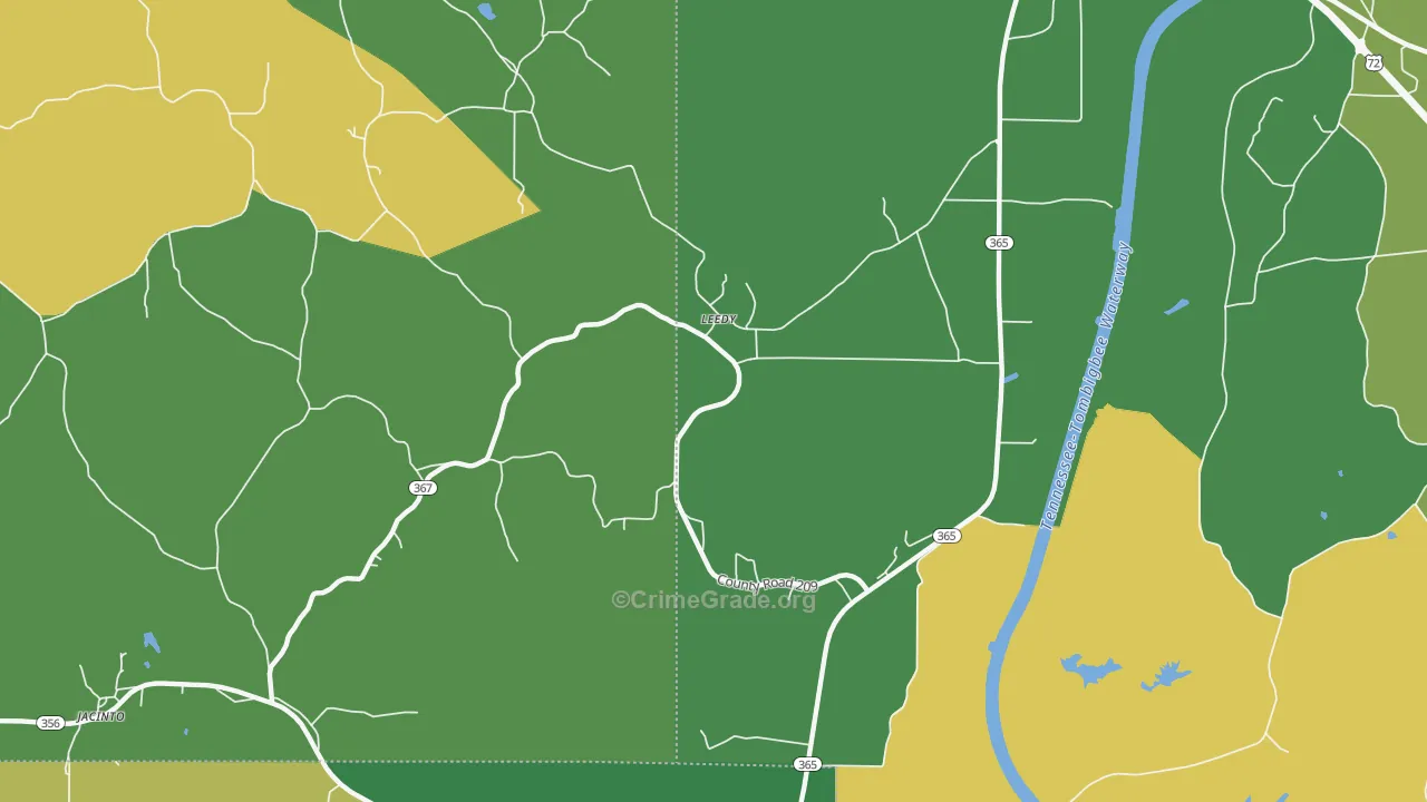 Leedy, MS Map of Vehicle Theft Rates