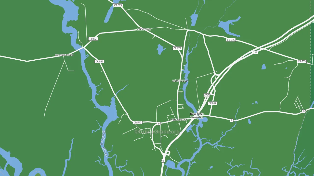 Leektown, NJ Map of Vehicle Theft Rates