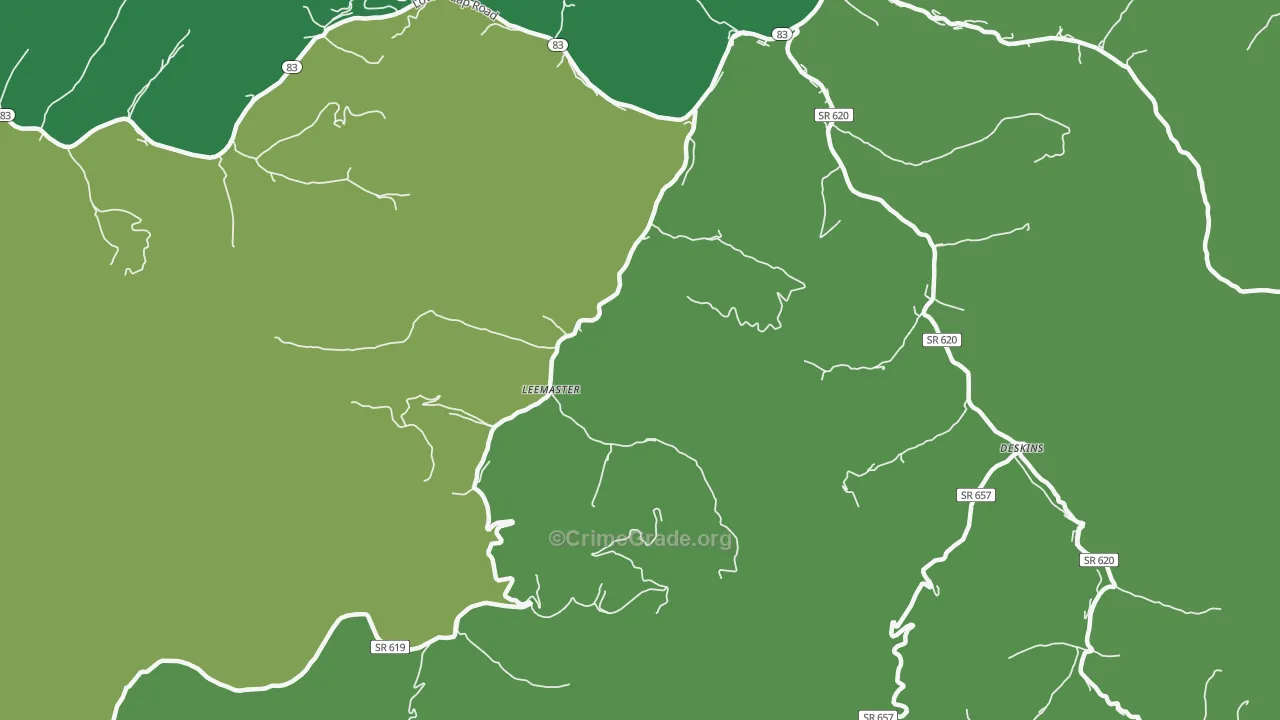 Leemaster, VA Map of Vehicle Theft Rates