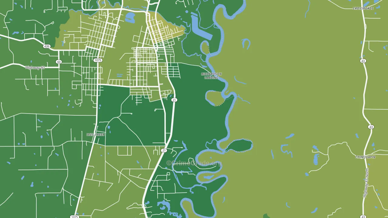 Lees Creek, LA Map of Vehicle Theft Rates