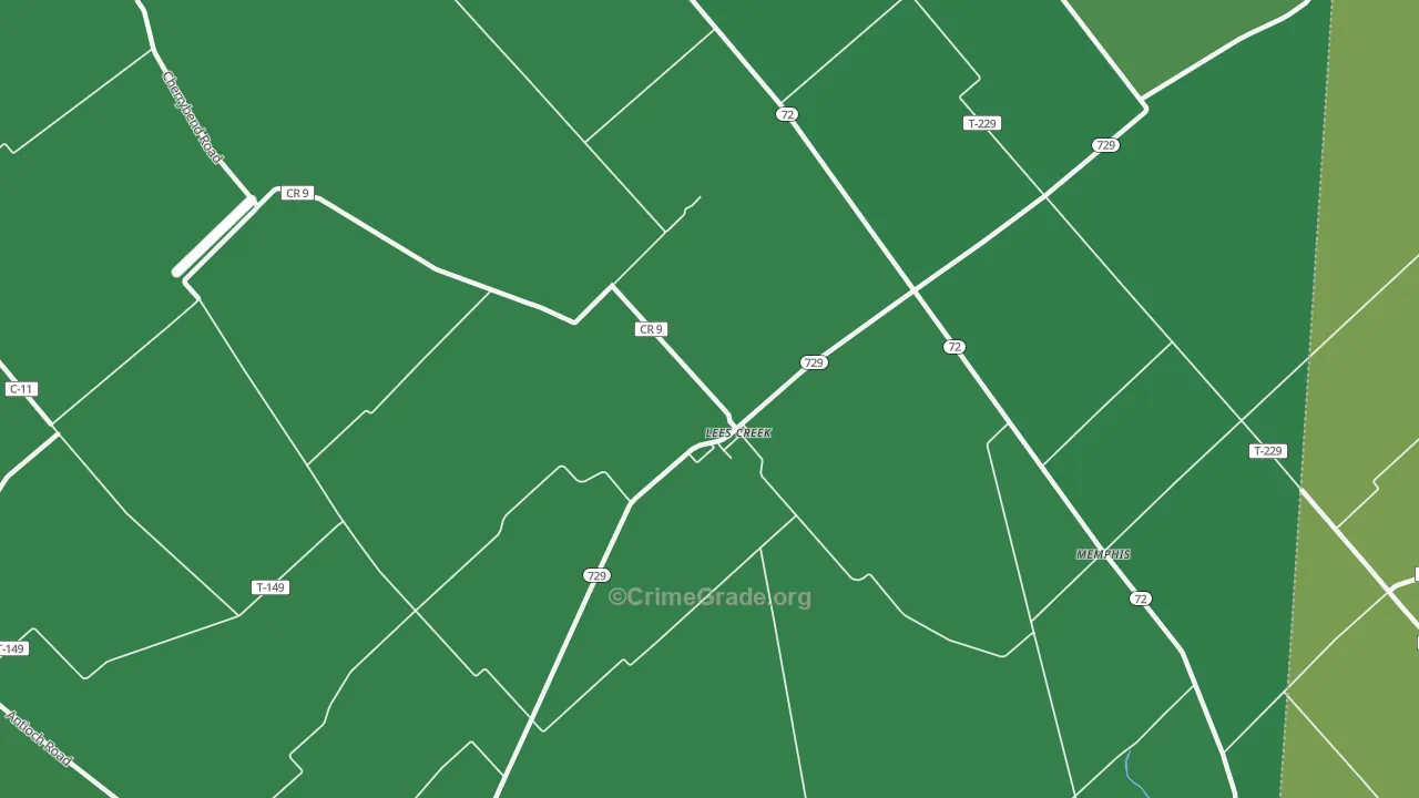 Lees Creek, OH Map of Vehicle Theft Rates