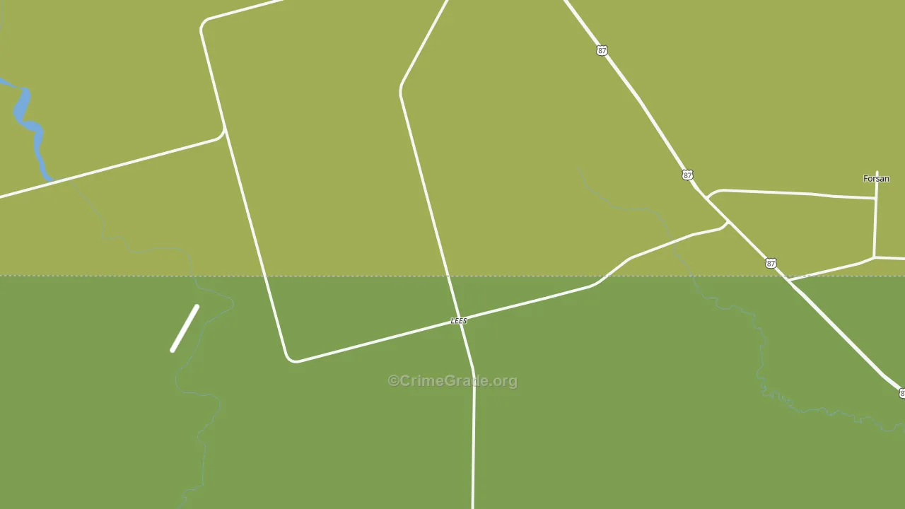 Lees, TX Map of Vehicle Theft Rates