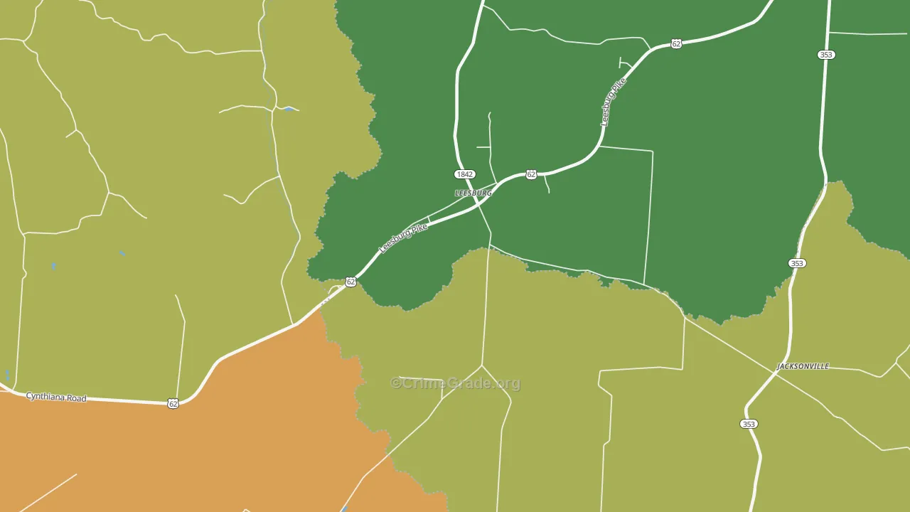 Leesburg, KY Map of Vehicle Theft Rates