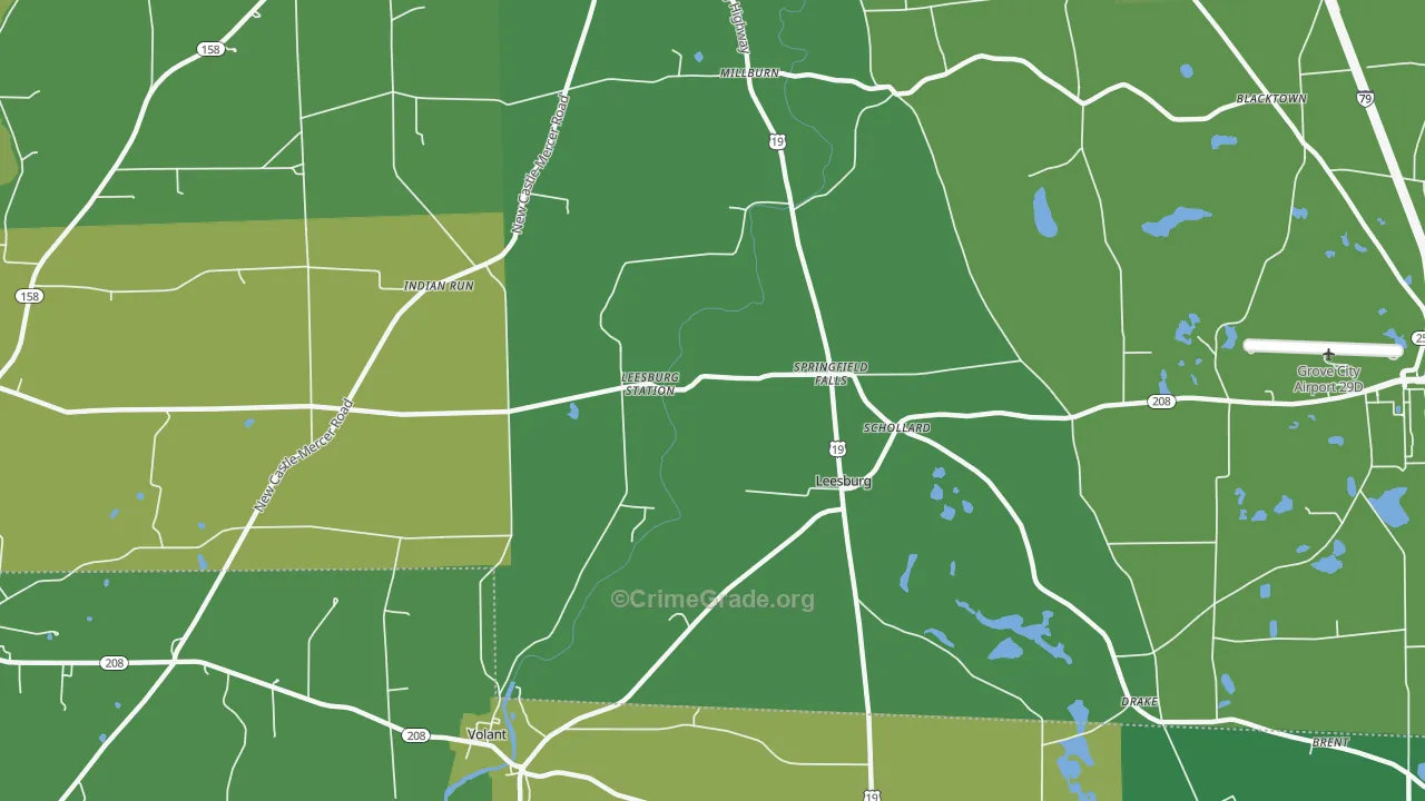 Leesburg, PA Map of Vehicle Theft Rates