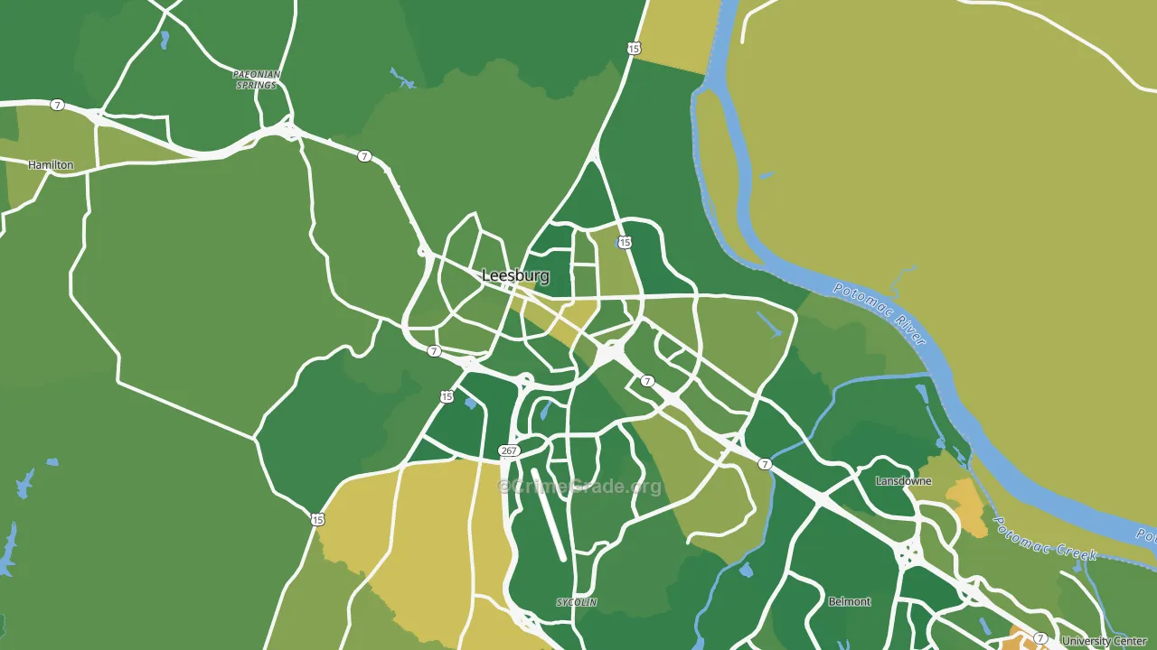 Leesburg, VA Map of Vehicle Theft Rates