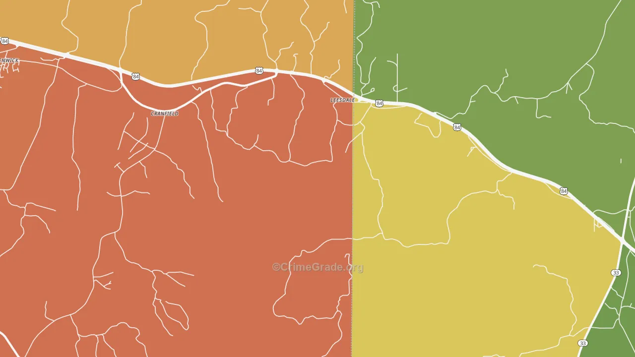 Leesdale, MS Map of Vehicle Theft Rates
