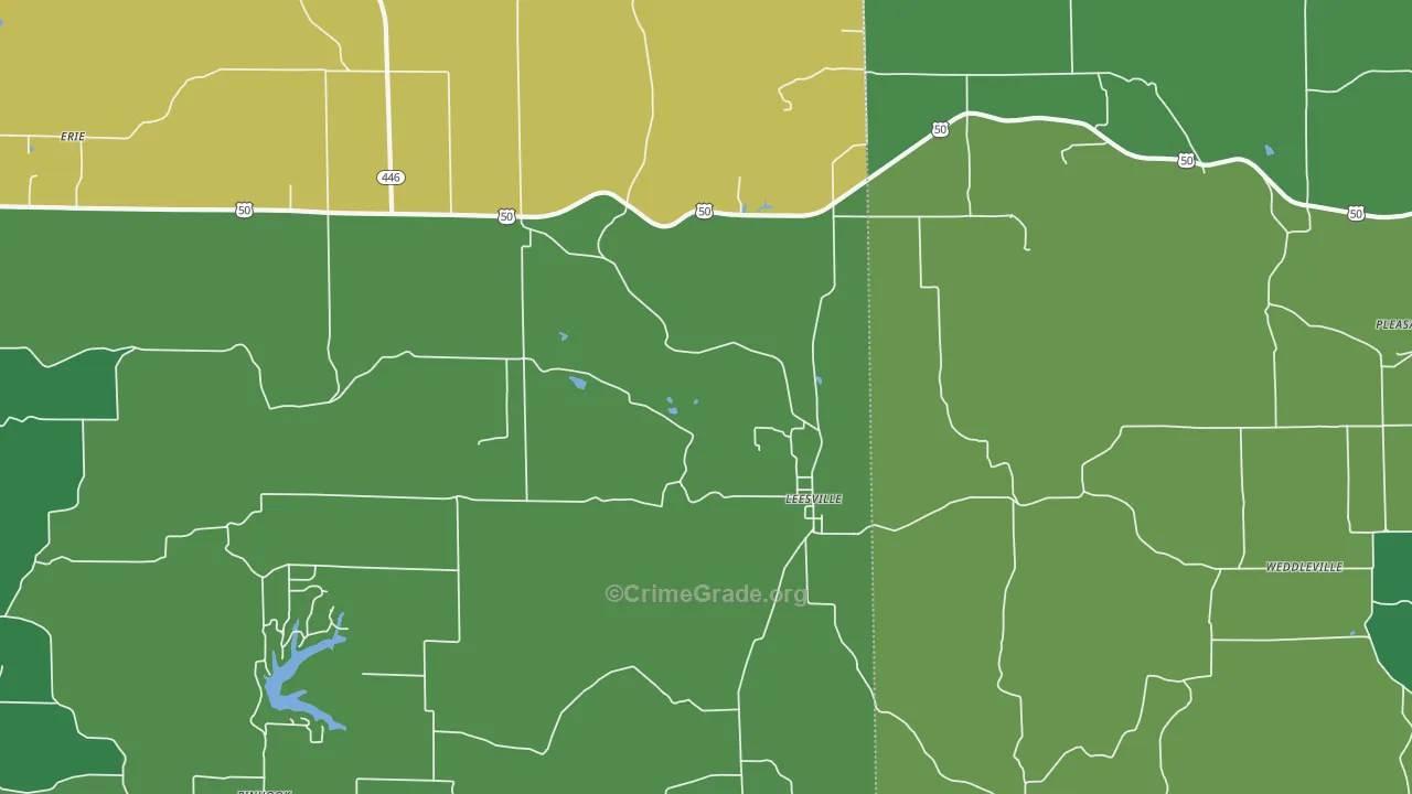 Leesville, IN Map of Vehicle Theft Rates