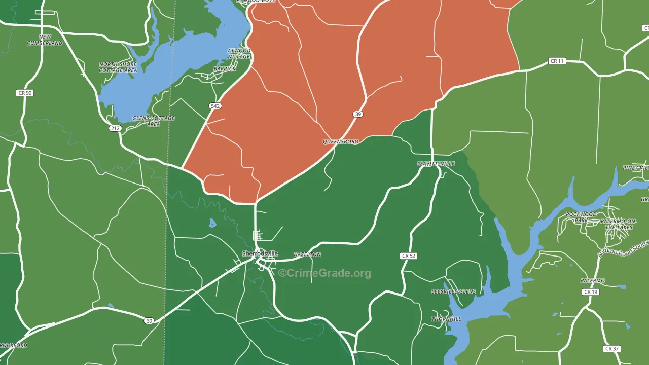 Leesville, OH Map of Vehicle Theft Rates