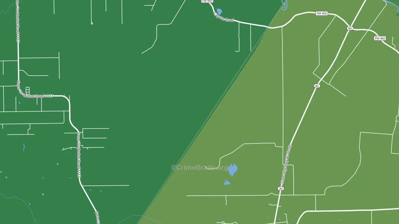 Leesville, TX Map of Vehicle Theft Rates