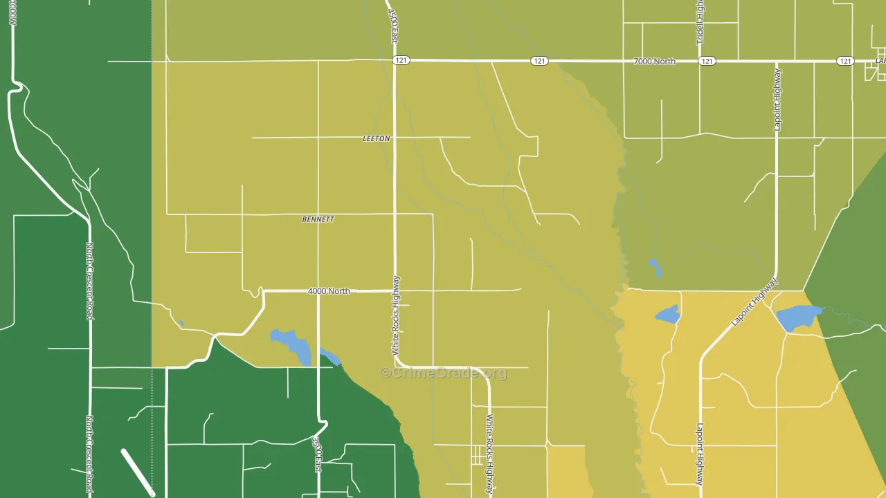 Leeton, UT Map of Vehicle Theft Rates