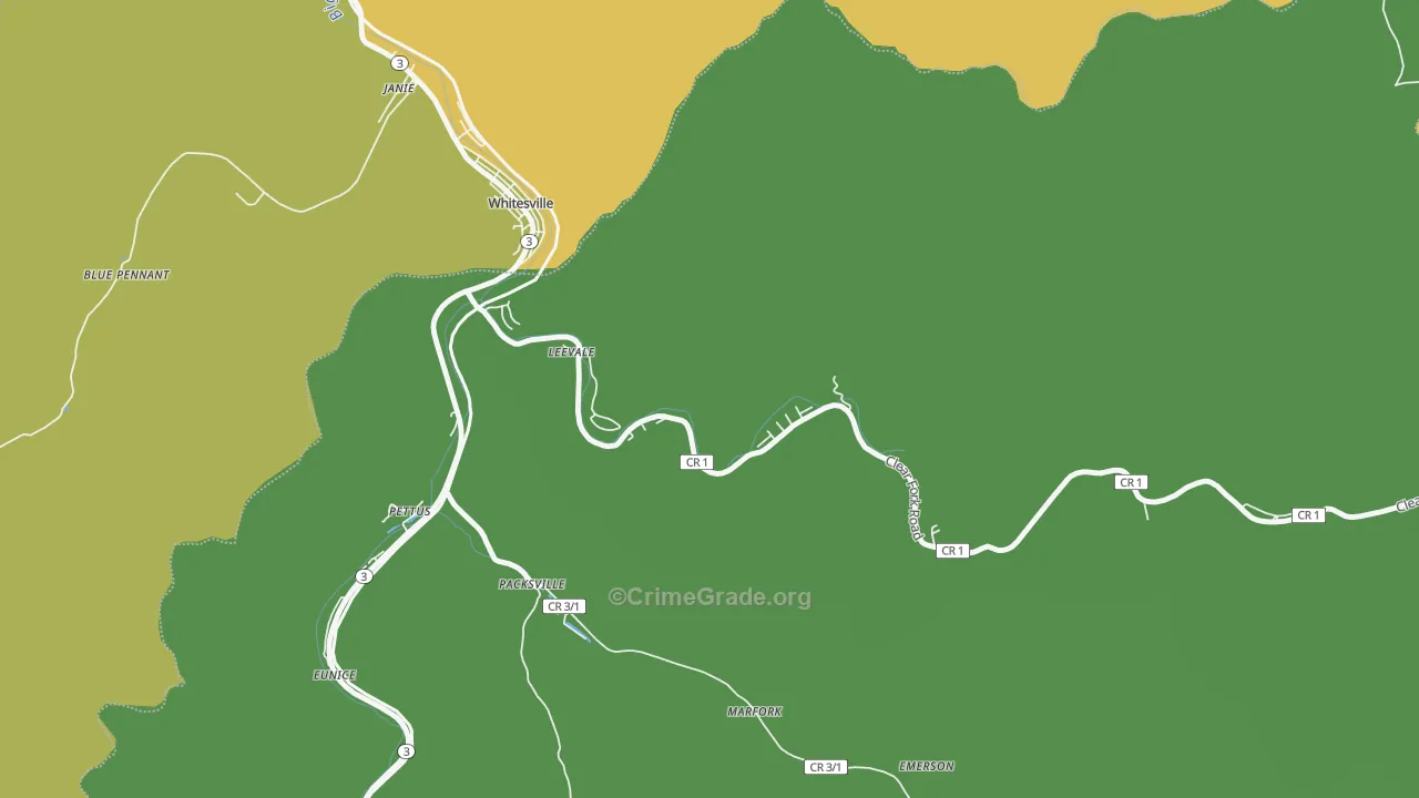 Leevale, WV Map of Vehicle Theft Rates