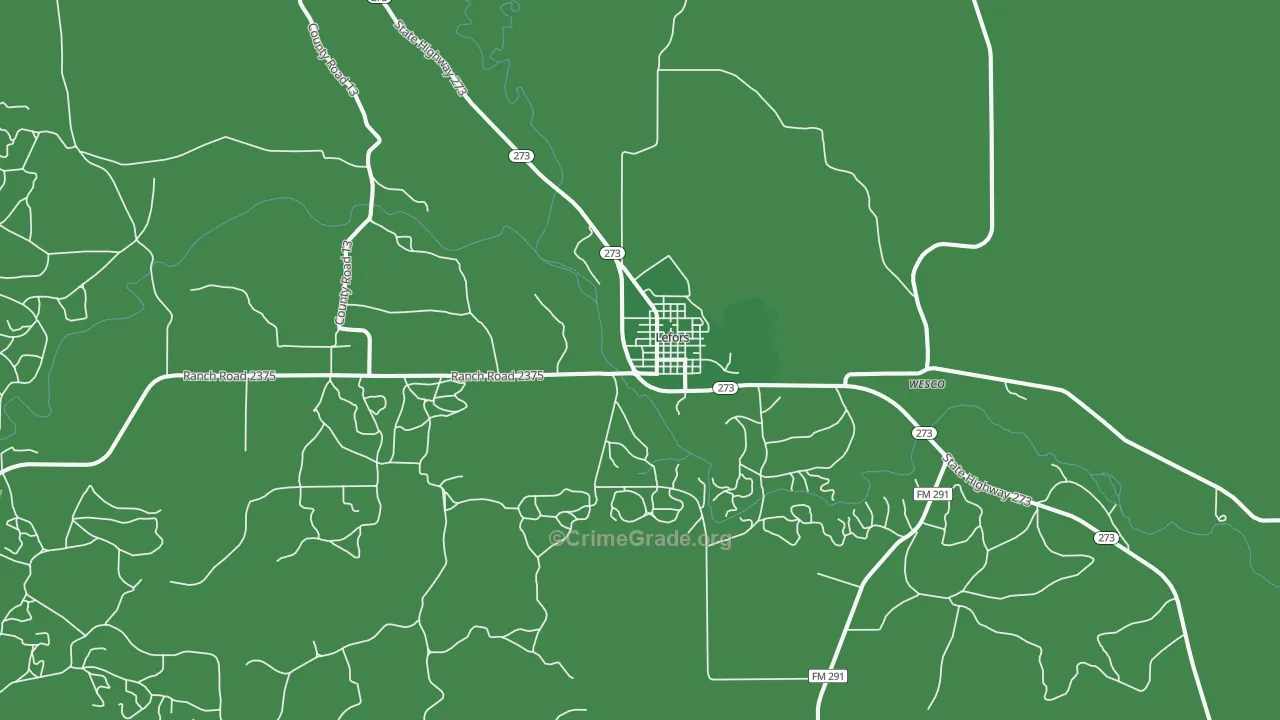 Lefors, TX Map of Vehicle Theft Rates