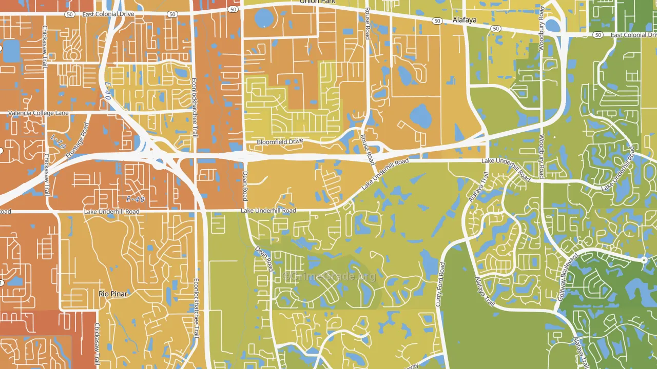 Legacy Place, Alafaya, FL Map of Vehicle Theft Rates