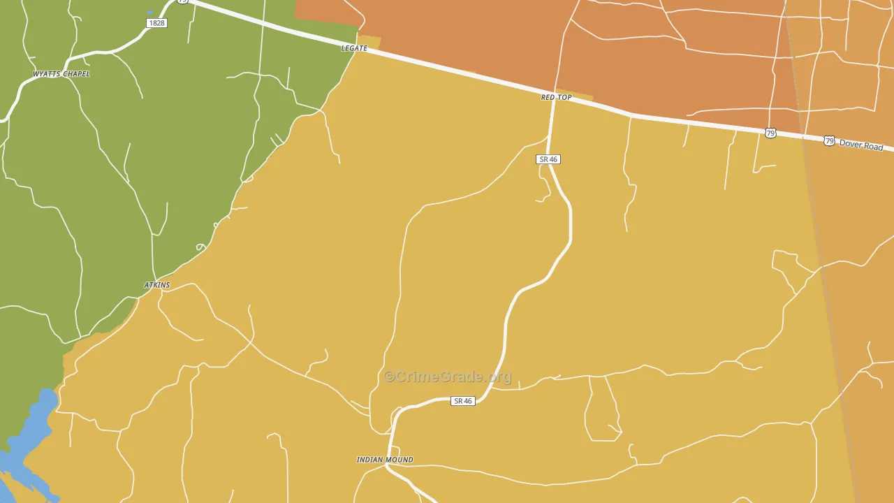 Legate, TN Map of Vehicle Theft Rates