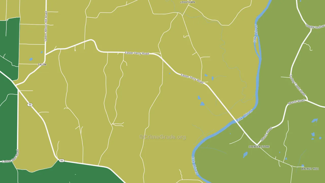 Leggtown, AL Map of Vehicle Theft Rates