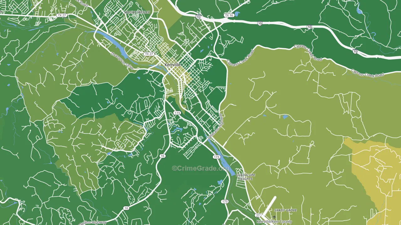 Legion, TX Map of Vehicle Theft Rates