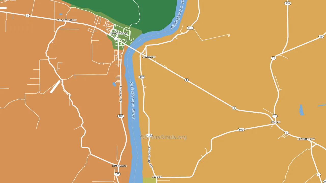 Legonier, LA Map of Vehicle Theft Rates