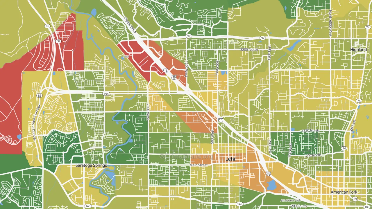 Lehi, UT Map of Vehicle Theft Rates