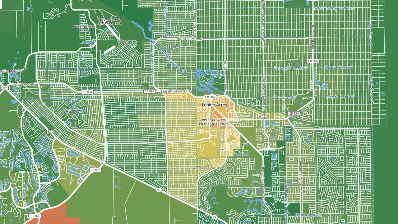 Lehigh Acres, FL Map of Vehicle Theft Rates
