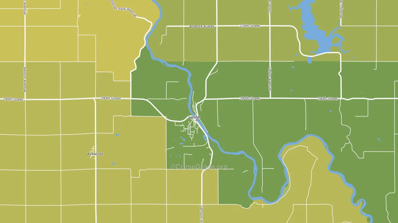 Lehigh, IA Map of Vehicle Theft Rates