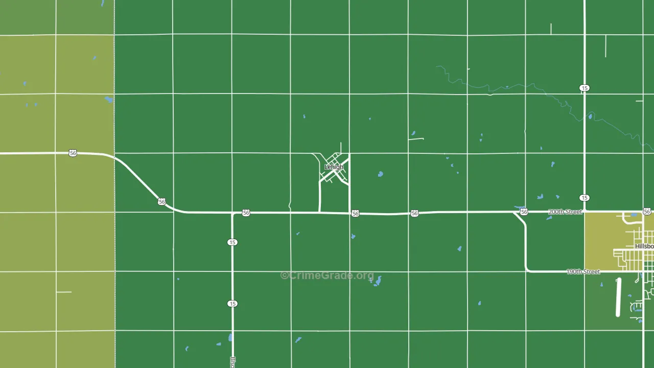 Lehigh, KS Map of Vehicle Theft Rates