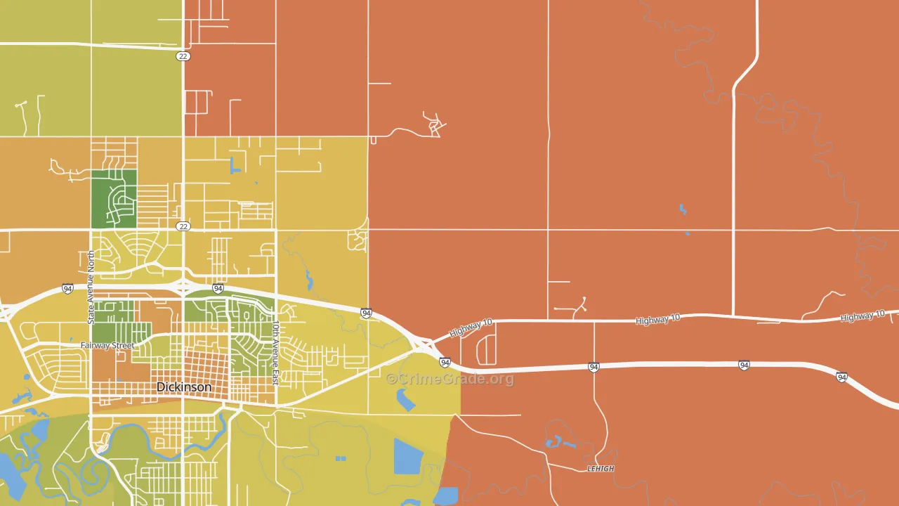 Lehigh, ND Map of Vehicle Theft Rates