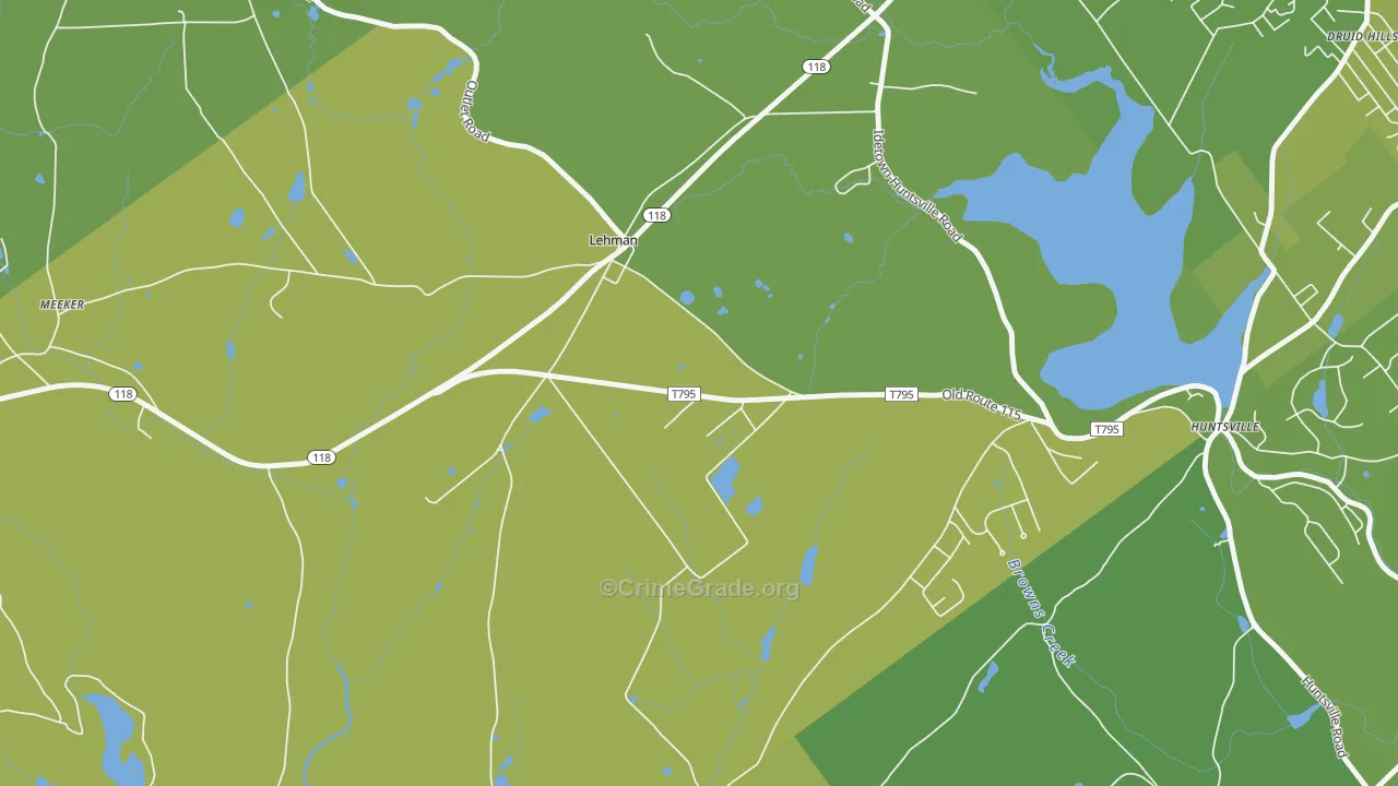 Lehman, PA Map of Vehicle Theft Rates
