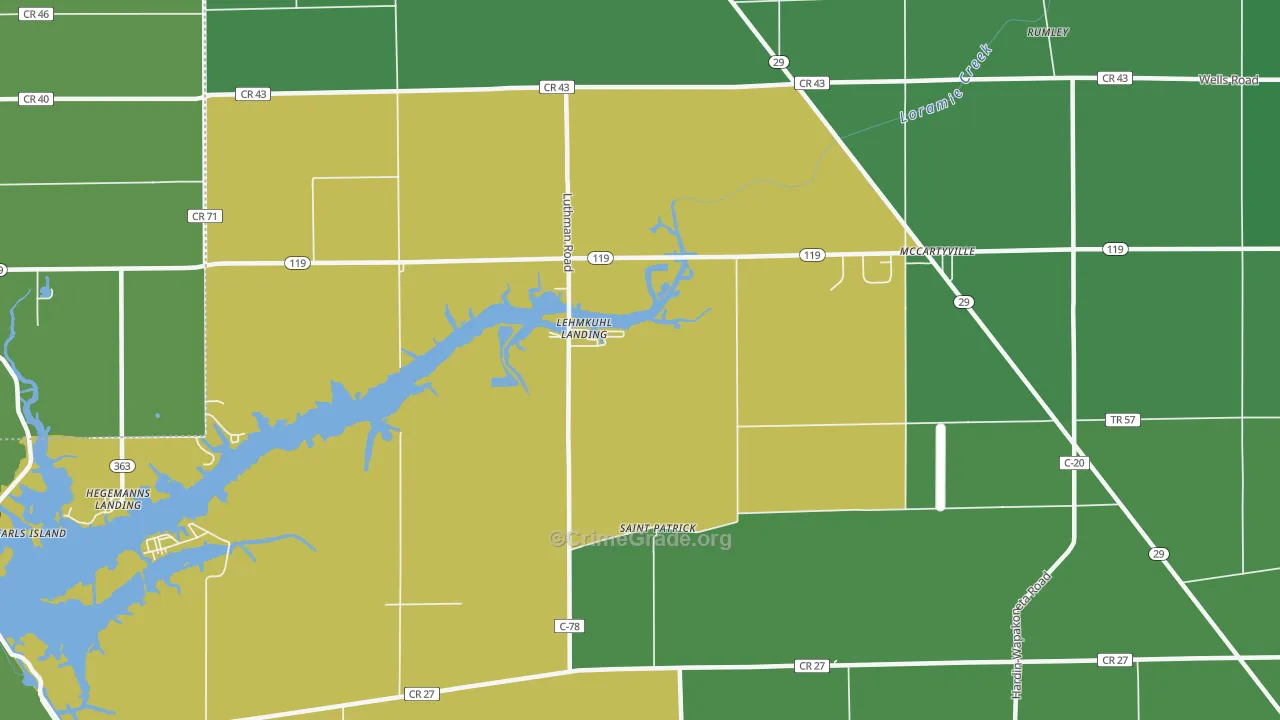 Lehmkuhl Landing, OH Map of Vehicle Theft Rates