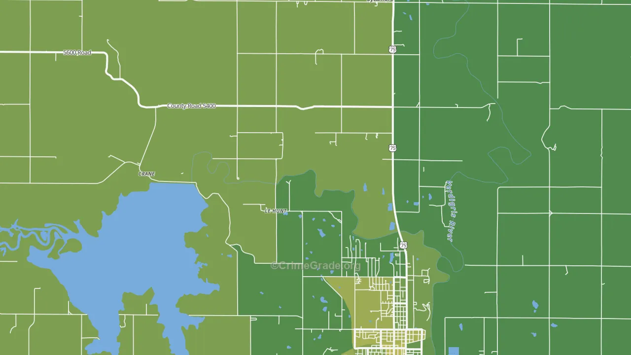 Lehunt, KS Map of Vehicle Theft Rates