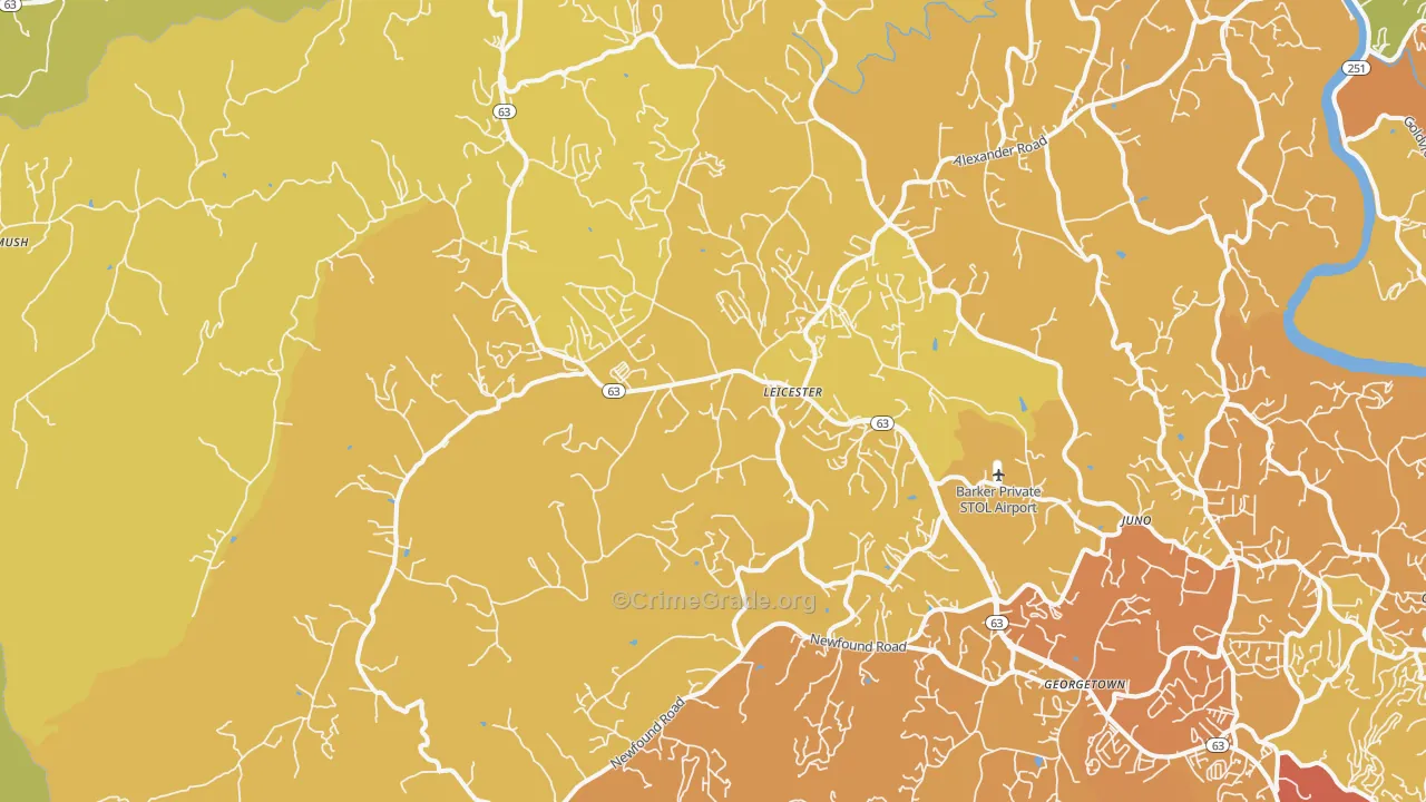 Leicester, NC Map of Vehicle Theft Rates
