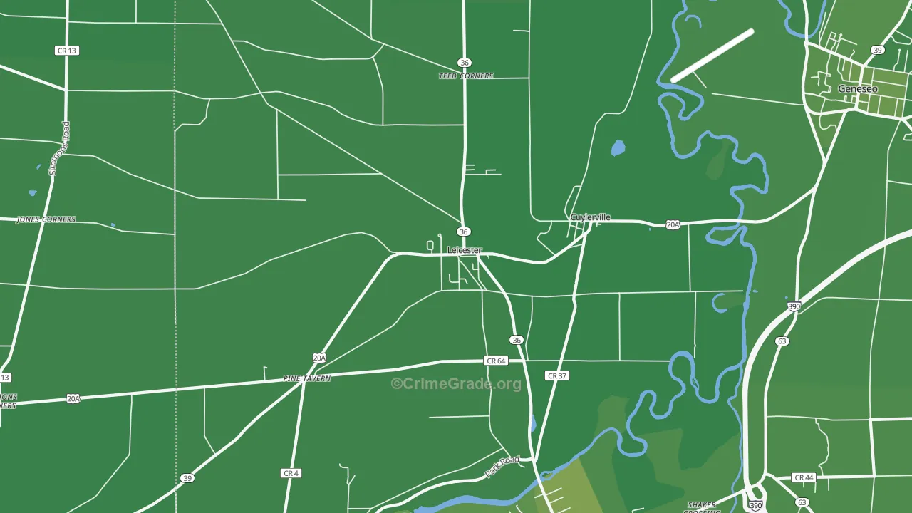 Leicester, NY Map of Vehicle Theft Rates