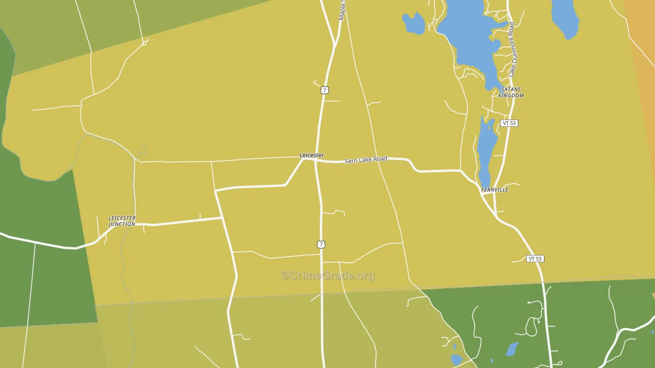 Leicester, VT Map of Vehicle Theft Rates