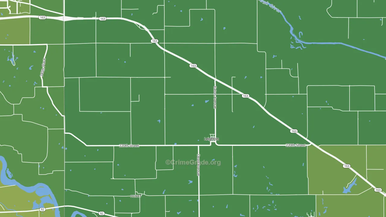 Leighton, IA Map of Vehicle Theft Rates