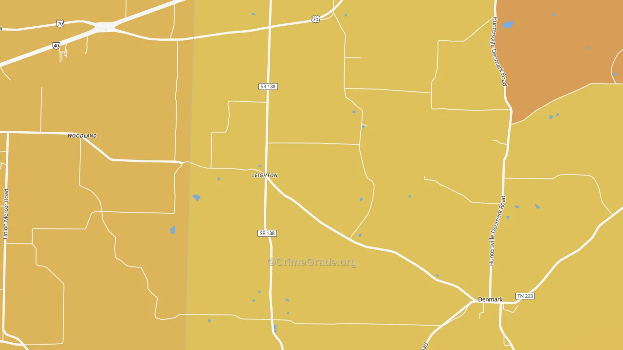 Leighton, TN Map of Vehicle Theft Rates