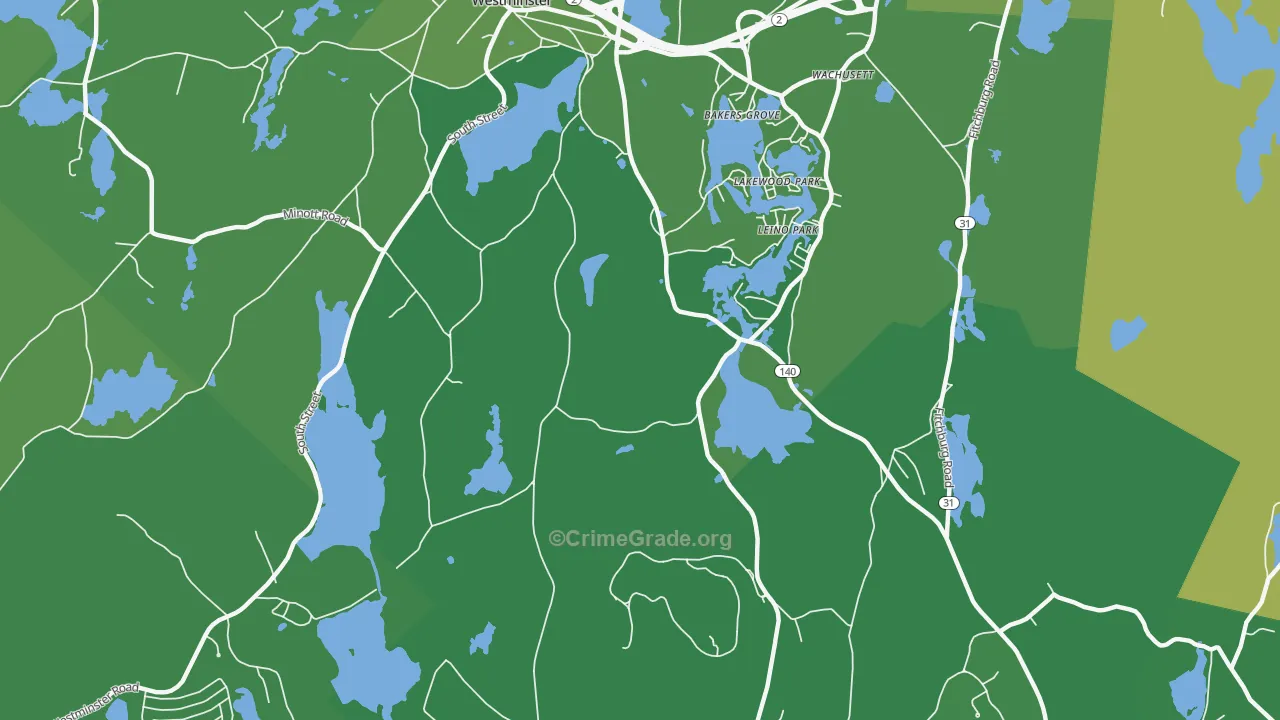 Leino Park, MA Map of Vehicle Theft Rates