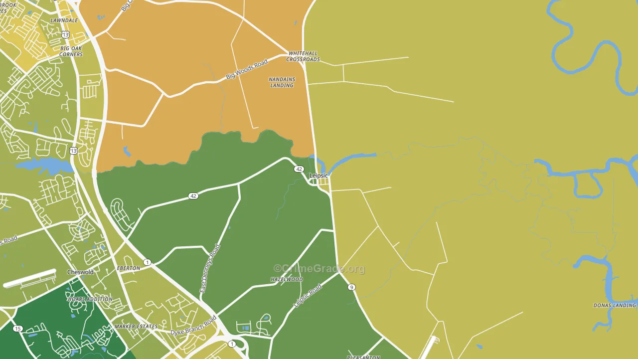 Leipsic, DE Map of Vehicle Theft Rates