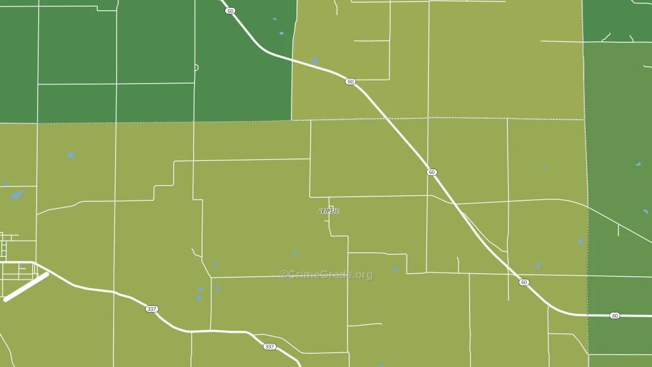 Leipsic, IN Map of Vehicle Theft Rates