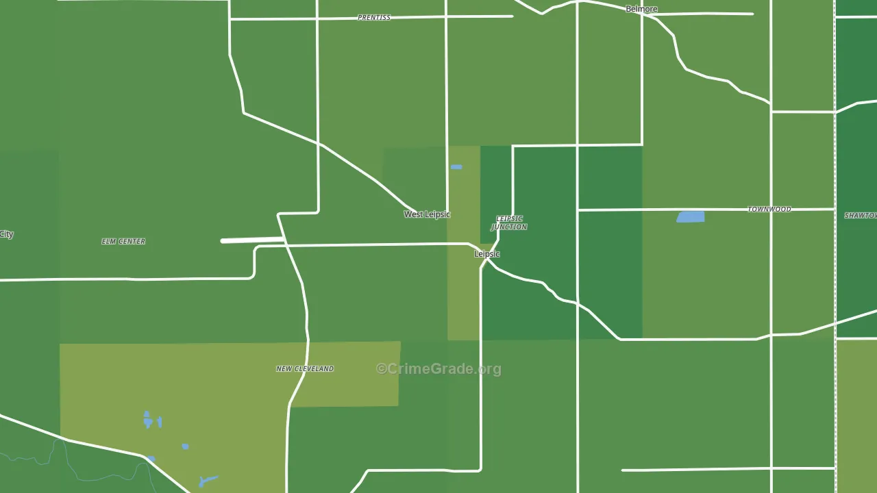 Leipsic, OH Map of Vehicle Theft Rates