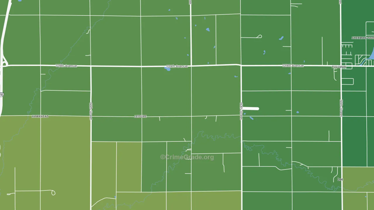 Leisure, MI Map of Vehicle Theft Rates