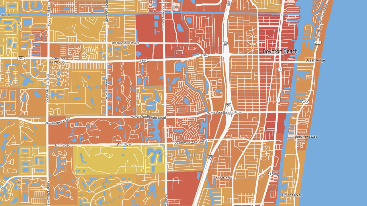 Leisureville, Boynton Beach, FL Map of Vehicle Theft Rates