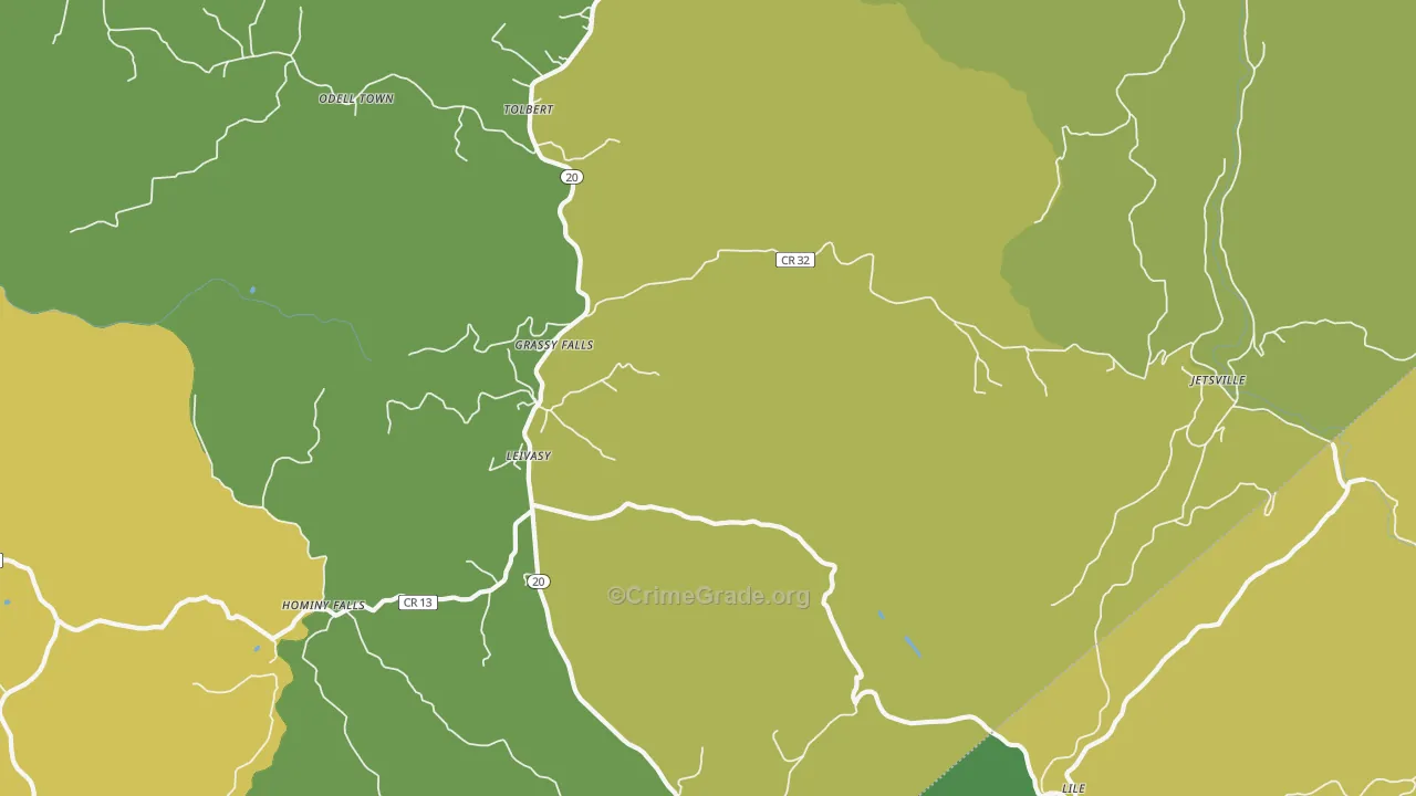 Leivasy, WV Map of Vehicle Theft Rates