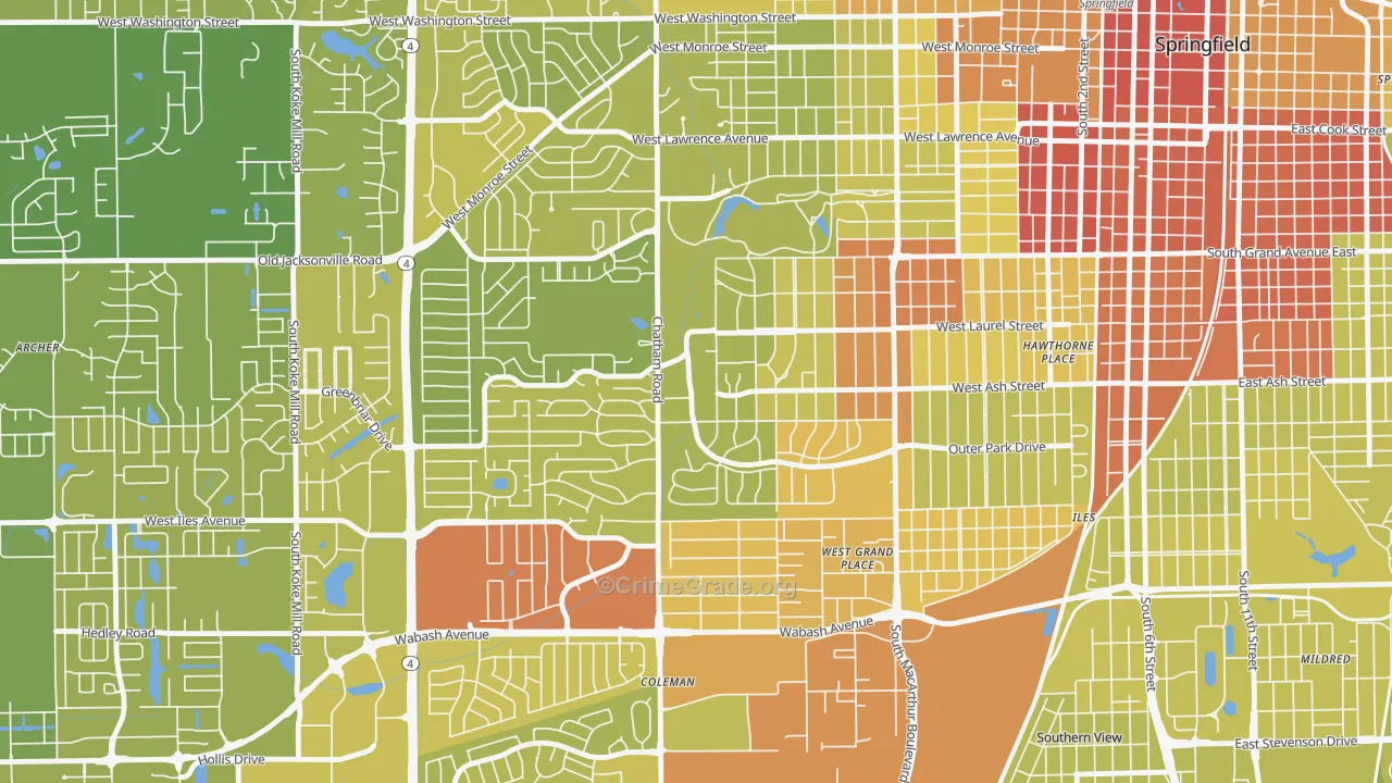Leland Grove, IL Map of Vehicle Theft Rates