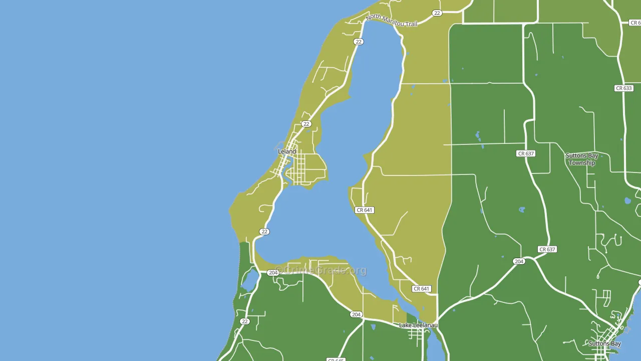 Leland, MI Map of Vehicle Theft Rates