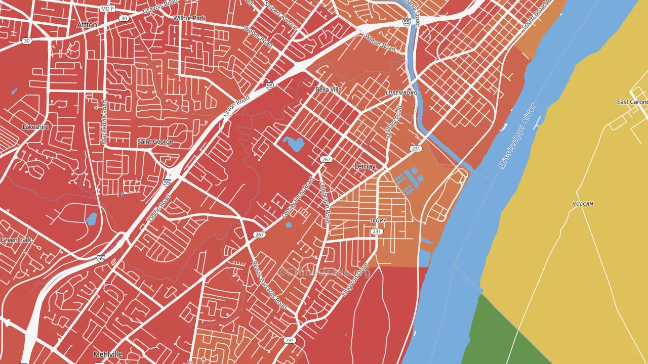 Lemay, MO Map of Vehicle Theft Rates