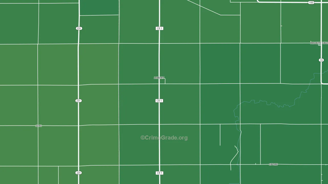 Lemert, OH Map of Vehicle Theft Rates
