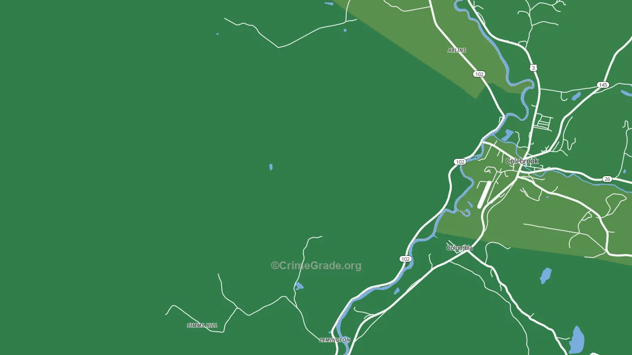 Lemington, VT Map of Vehicle Theft Rates